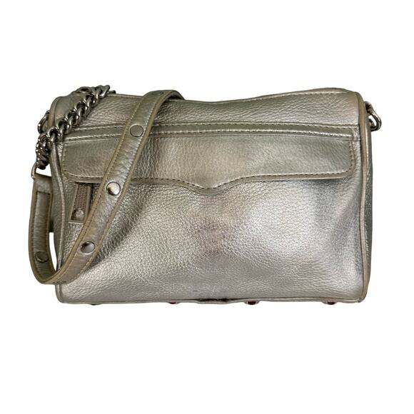 Rebecca Minkoff Handbags - Rebecca Minkoff Sling Bag Womens Silver Shoulder Crossbody Genuine Leather Studs